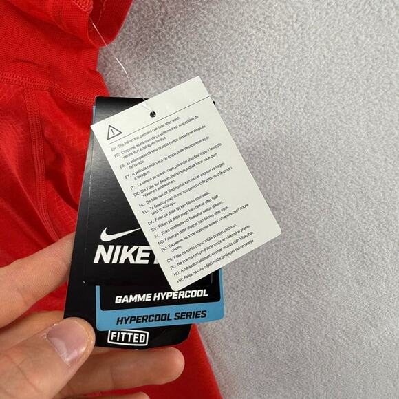 Nike Pro Shirt Men's large Red Blue Fitted Training Gamme Hypercool Series NEW - Picture 6 of 9